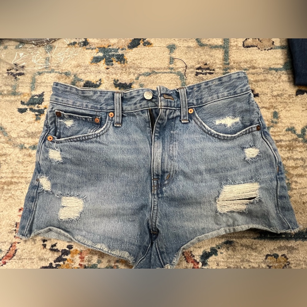 Madewell Light Blue Distressed Denim Cutoff Shorts